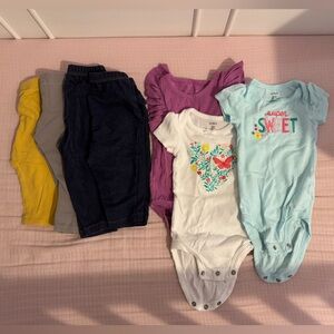 Bundle of 3 Onesies and 4 Pants in Size 3-6 Month
